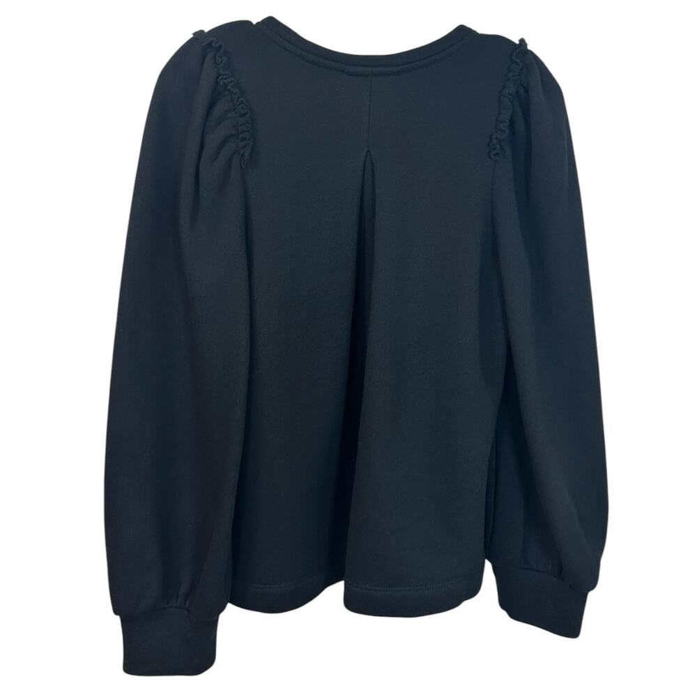 Goop G. Label Womens 'Torres' Puff-Sleeve Ruffle Sweatshirt Pullover Black Small - Picture 3 of 13